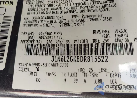 2013 Lincoln Mkz z USA, uszkodzony, nr VIN 3LN6L2GK8DR815522